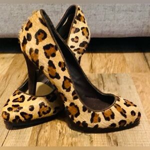 Lauren Ralph Lauren Leopard Print Pony Hair Heels – Size 10B